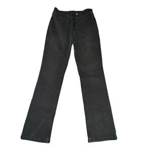 We The Free People Tex Slim Jeans Womens Size 26 Noir Black High Rise Button Fly